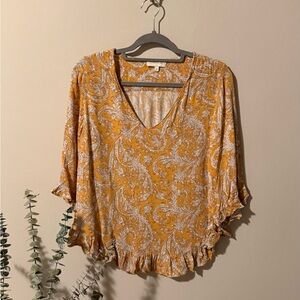 Cynthia Rowley Mustard and White Paisley Blouse
